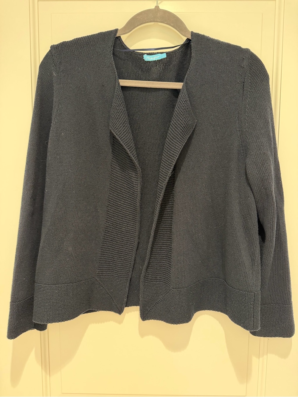 J McLaughlin -100% Cotton Open Front Women’s Sweater Cardigan - Navy